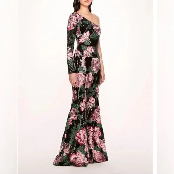NWT Marchesa Notte One Shoulder Sequin Gown - Size 2 - MSRP $995 - Picture 2 of 9